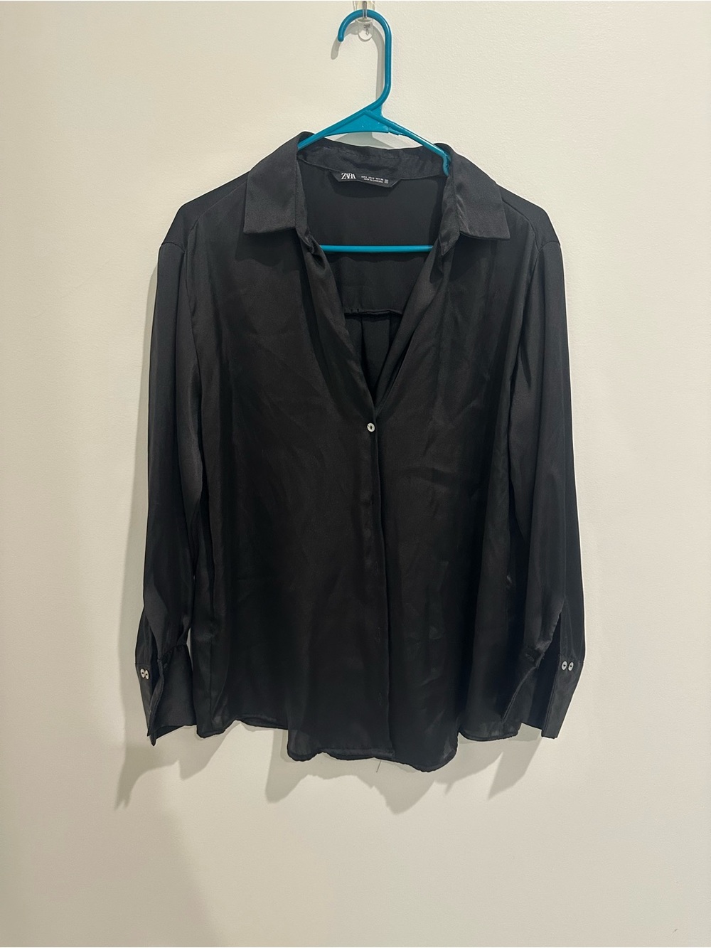 Zara Black Womens Lightweight Long-Sleeve Button-Up